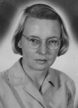 Headshot of a woman with light colored hair in a bob and classes in a collared shirt